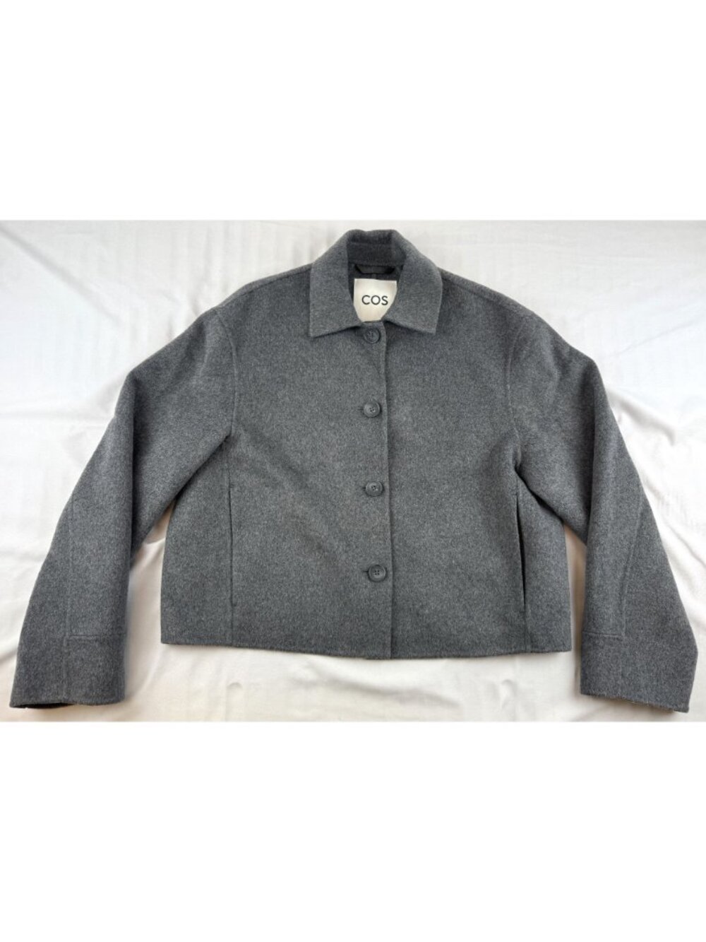 COS BOXY DOUBLE-FACED WOOL JACKET Womens size XS in GREY - Picture 3 of 13